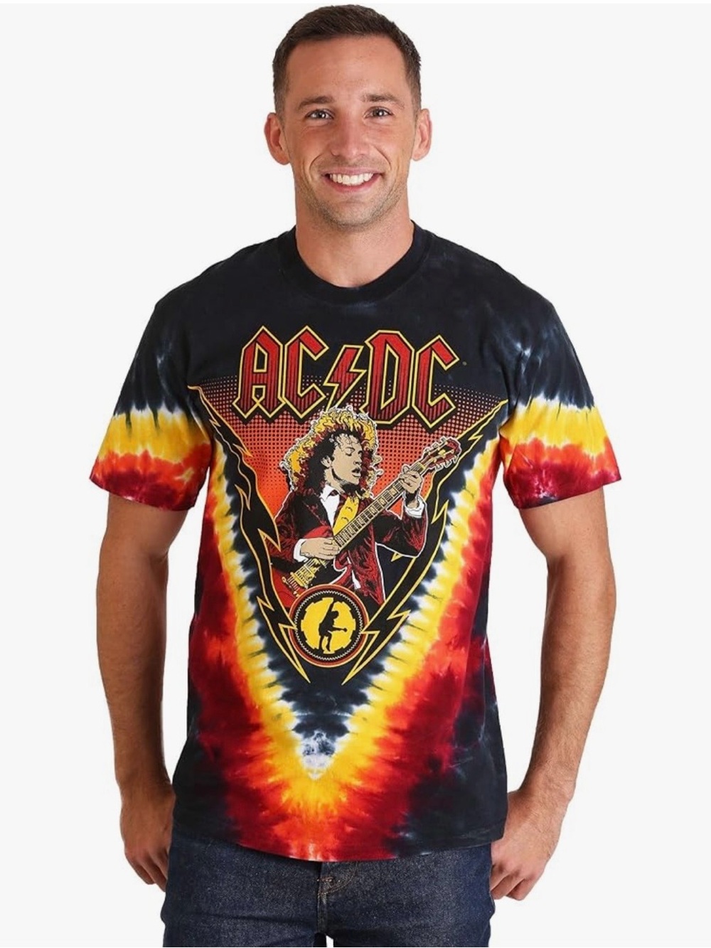 Liquid Blue AC/DC Tie-Dye Short Sleeve Tee - Black, Red & Yellow